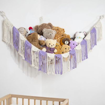 Amdermi Stuffed Animal Hammock Corner Hanging Net for Stuff Animal Storage Toy Organizer for Kid's Room Stuffed Animal Toy Hammock Plush Toy Holder