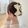 3 PCS Large Bow Hair Claw Clips Satin Bow Claw Clip for Women Girl with Long Thick Hair 5.9 inch Elegant Hair Ribbon Design for all types Big (Black+White+Pink) view 4