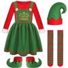 Dormstop Kids Holiday Elf Costumes Deluxe Grils Christmas Elf Dress Set Christmas Party Dress Outfit (Green, 7-8 Years) view 4