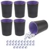 Leather Dice Cup, Quite Felt-Lined Interior, 6 Shaker Cups and 30 Dot Dices, one Carry Bag (Black and Purple) view 1