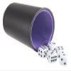 Leather Dice Cup, Quite Felt-Lined Interior, 6 Shaker Cups and 30 Dot Dices, one Carry Bag (Black and Purple) view 3