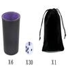 Leather Dice Cup, Quite Felt-Lined Interior, 6 Shaker Cups and 30 Dot Dices, one Carry Bag (Black and Purple) view 4