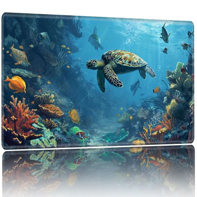 Playmat for MTG,Game Mat 24 x 14 inches, Non Slip Rubber Backing TCG and Board Game Mat for Cards,Mousepad Desk Mats-Cute Turtle