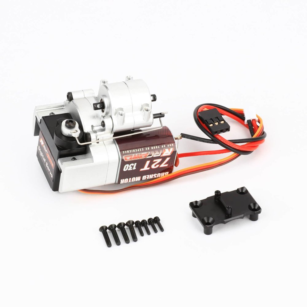 RCAWD Alum SCX24 2 Speed Transmission 72T 130 Motor Set for Axial 1/24 SCX24 AX24 Series Upgrades Part Silver