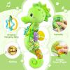 Awotoy Baby Toys 0 to 12 Months, Musical Stuffed Animal Activity Soft Toys with Multi-Sensory Crinkle, Rattle and Textures, Infant Tummy Time Toys for Newborn Boys Girls, Seahorse, Green view 3