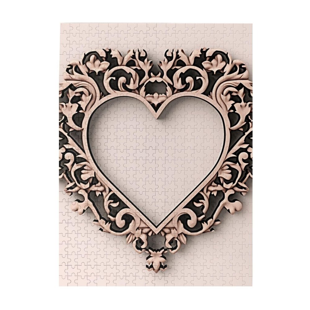 500 Piece Jigsaw Puzzle for Adults Personalized Picture Puzzle Heart Shaped Frame Customized Wooden Puzzle for Family, Birthday, Wedding, Game Nights Gifts, 20.4"x15"