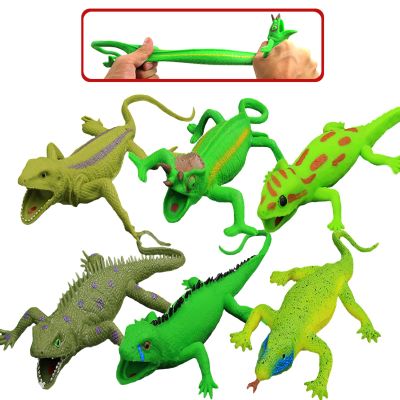6 Packs Lizards Toys,9 inch Super Stretches Rubber Lizard Set, Material TPR, Stretchy Lizards with Gift Bag-Realistic Lizard Figure Bathtub Toy Iguana Chameleon