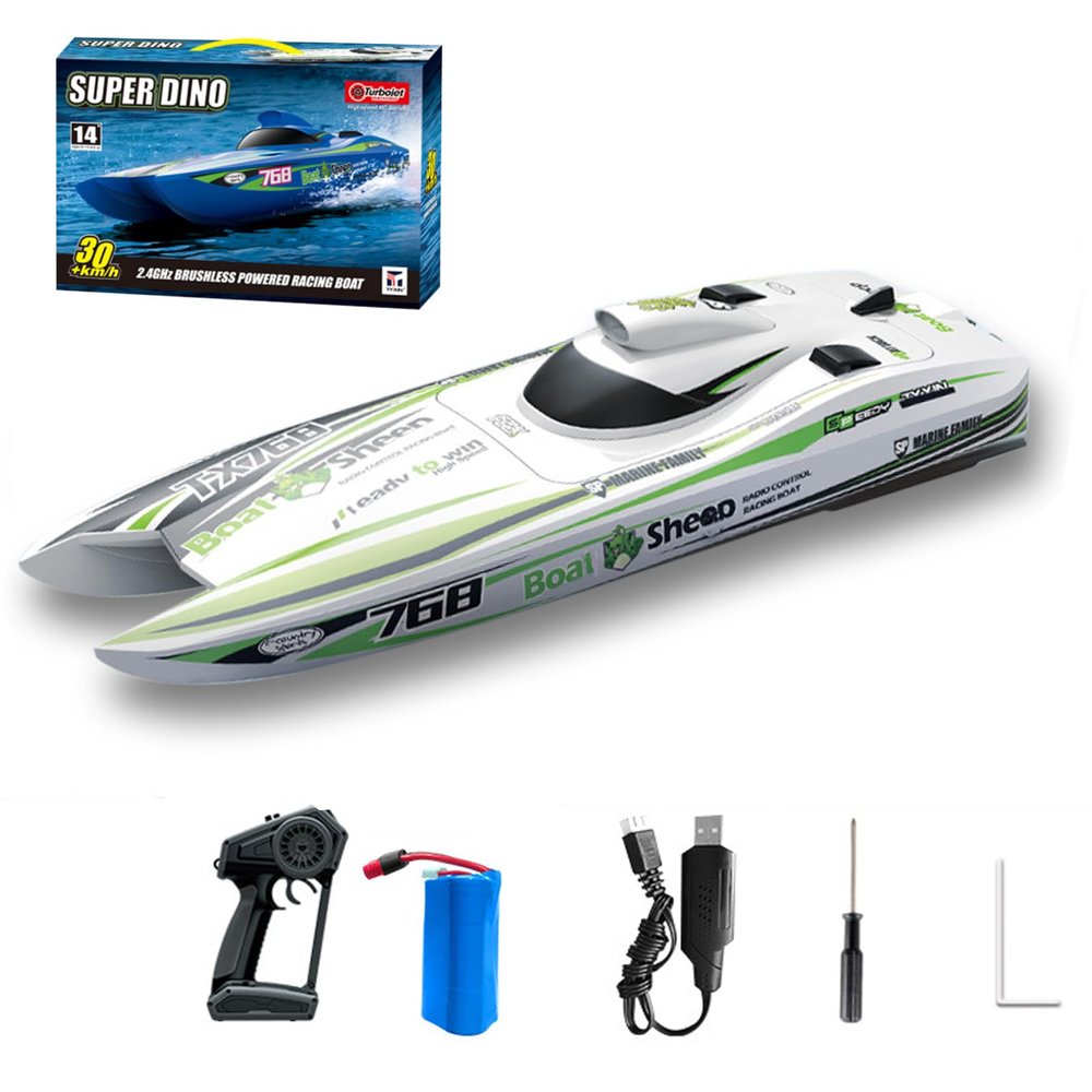 GoolRC Remote Control Boat 2.4GHz High Speed 30km/h Brushless Turbojet Speedboat Remote Control Ship Cooling Waterproof Low Battery/Over Distance Reminder 2 Battery