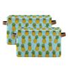 2Pcs Funny Pineapple Fruit Storage Bin Fabric Storage Basket with Handles,Foldable Storage Boxes,Organizer Bag for Clothing Dog Toy Book Storage Cubes Shelf Closet Basket A112158 view 1