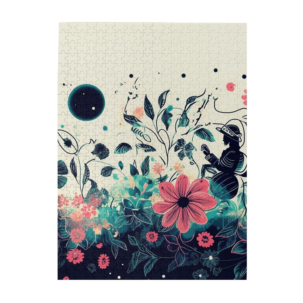 500 Piece Jigsaw Puzzle for Adults Personalized Picture Puzzle Line Space Flower Customized Wooden Puzzle for Family, Birthday, Wedding, Game Nights Gifts, 20.4"x15"