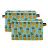 2Pcs Funny Pineapple Fruit Storage Bin Fabric Storage Basket with Handles,Foldable Storage Boxes,Organizer Bag for Clothing Dog Toy Book Storage Cubes Shelf Closet Basket A112161 view 1