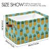 2Pcs Funny Pineapple Fruit Storage Bin Fabric Storage Basket with Handles,Foldable Storage Boxes,Organizer Bag for Clothing Dog Toy Book Storage Cubes Shelf Closet Basket A112161 view 4