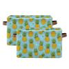 2Pcs Funny Pineapple Fruit Storage Bin Fabric Storage Basket with Handles,Foldable Storage Boxes,Organizer Bag for Clothing Dog Toy Book Storage Cubes Shelf Closet Basket A112162 view 1