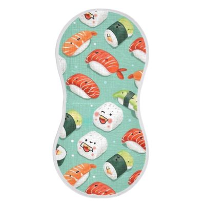 xigua 2Pack Cute Sushi Pattern Muslin Baby Burp Cloths,Super Soft Absorbent Skin-Friendly Cotton Burping Rags for Newborn, Boys & Girls,Unisexs 22x11in
