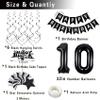 Miidenks 10th Birthday Decorations for Boy Girl, Black White and Silver Happy 10 Party Decor Set with 10 Number Foil Balloons, Banner, Cake Topper for Him Her view 3