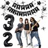 Miidenks 32nd Birthday Decorations for Men Women, Black White and Silver Happy 32 Party Decor Set with 32 Number Foil Balloons, Banner, Cake Topper for Him Her view 2