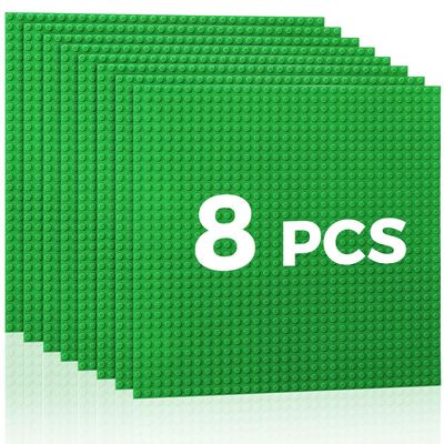 Etarnfly Classic Baseplates Building Plates-8 Pack 10" x 10" Building Boards,100% Compatible with All Major Brands and Activity Table, Creative Platforms Mats for Toy Bricks,Green