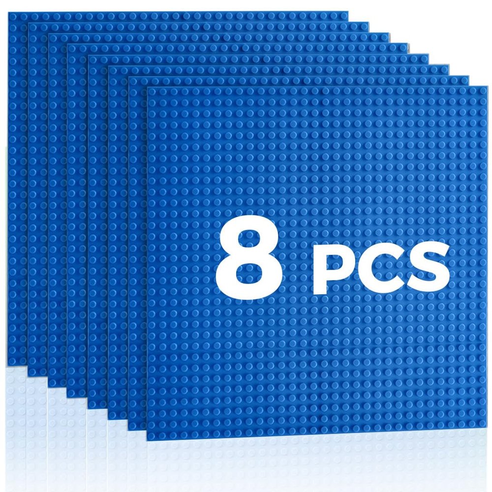 Etarnfly Classic Baseplates Building Plates-8 Pack 10" x 10" Building Boards,100% Compatible with All Major Brands and Activity Table, Creative Platforms Mats for Toy Bricks,Blue