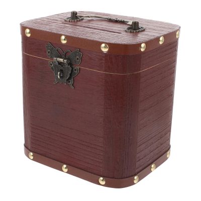Abaodam Vintage Wooden Piggy Bank with Lock Retro Money Storage Box for Home and Office Coin Holder Treasure Chest Space-Saving Decorative Jar