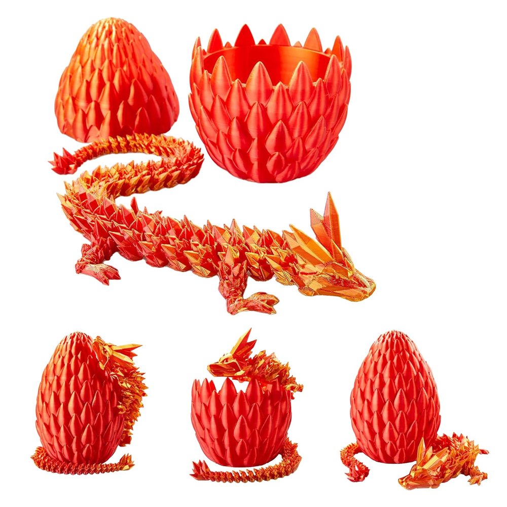 Dragon Egg, Easter Egg Pet Dragon, Dragon Eggs with Dragon Inside, 3D Printed Dragon Toys, Surprise Dragon Egg Toy,12Decorative Ornaments (Red)