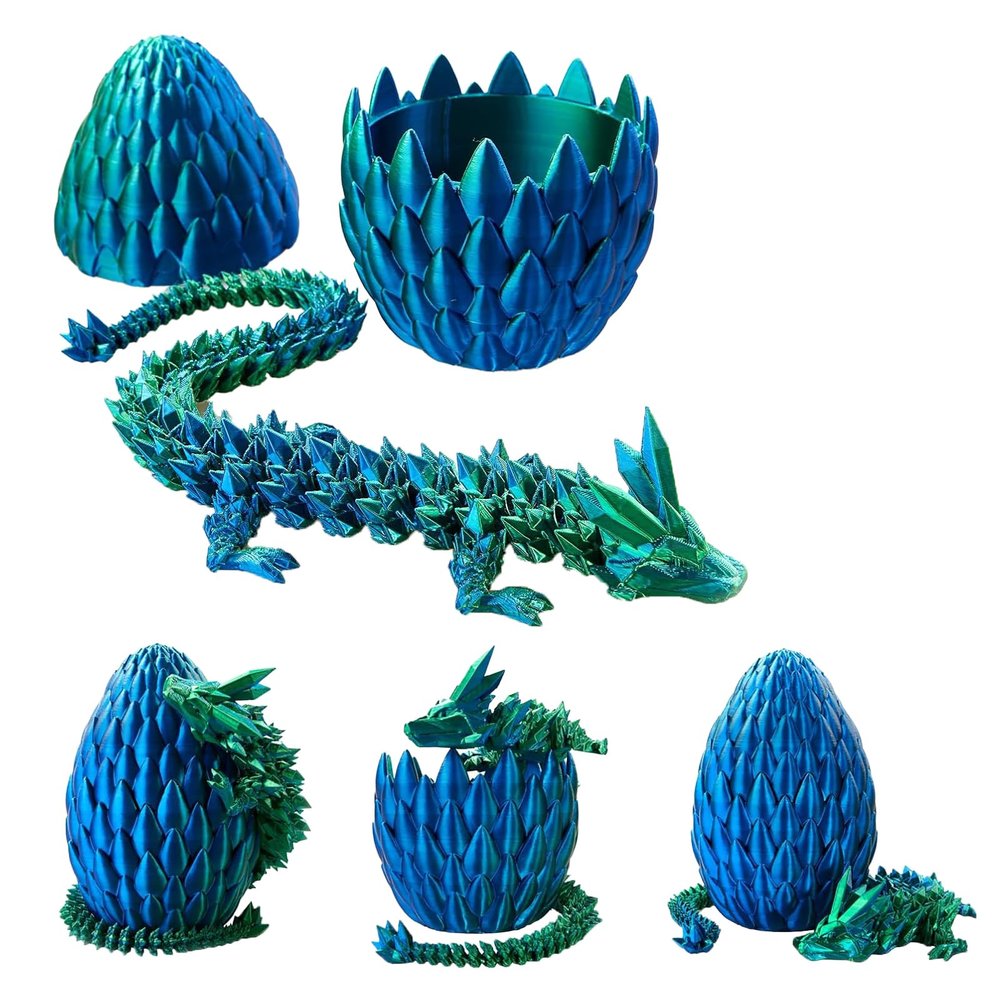 Dragon Egg, Easter Egg Pet Dragon, Dragon Eggs with Dragon Inside, 3D Printed Dragon Toys, Surprise Dragon Egg Toy,12Decorative Ornaments (Green A)