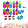 Almencla Prefilled Easter Eggs with Pull Back Toy Cars Twist Egg Set Reusable Prefilled Eggs Easter Basket Stuffers for Kids Eggs Game, 24pcs view 3