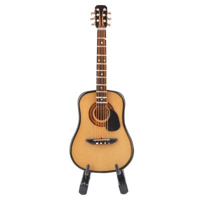 Miniature Guitar Model, Mini Wooden Guitar Ornament Small Fondant Guitar Cake Topper Decorations Guitar Craft Model for Adults, Musical Instruments Birthday Gift for Family (10CM)