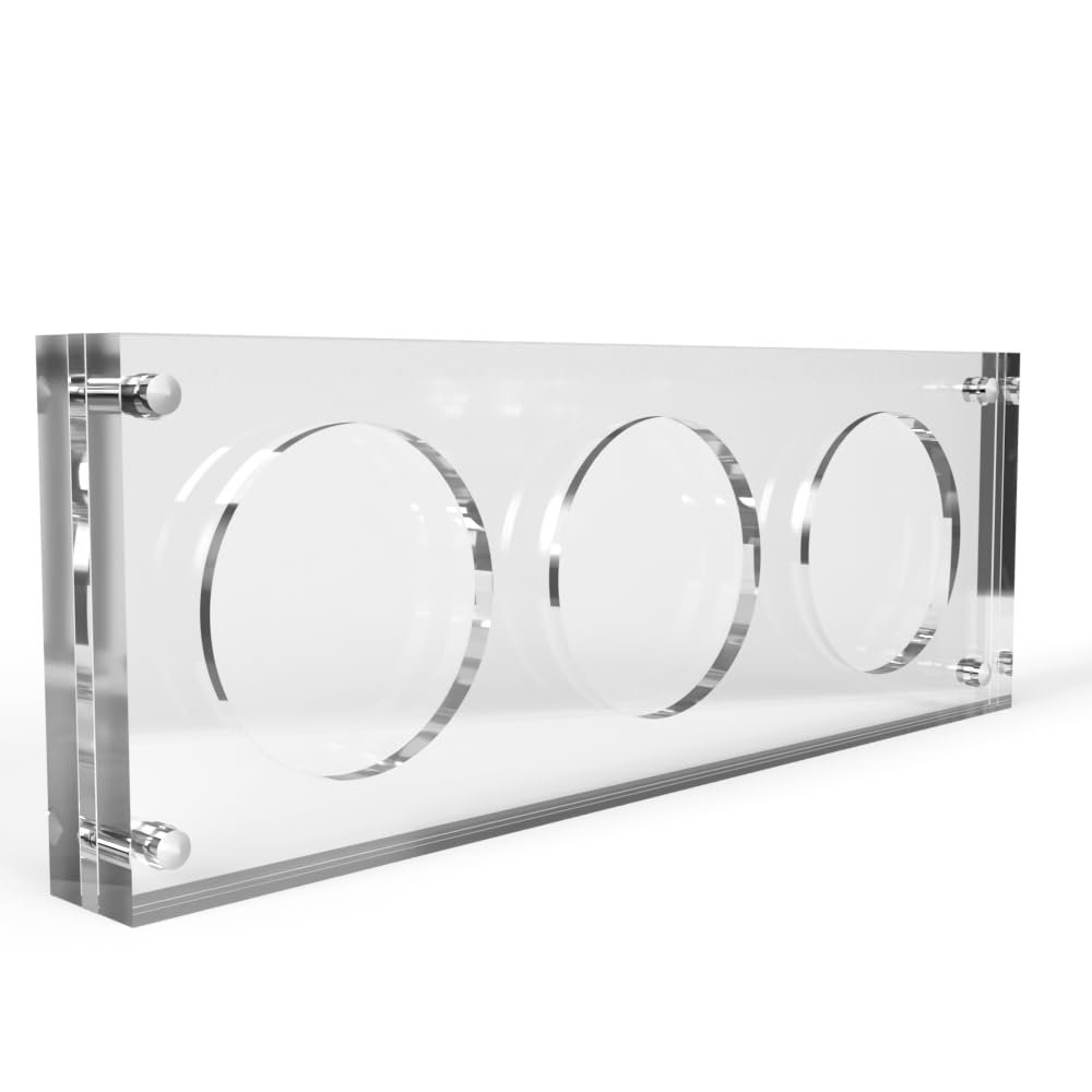 CoinCollective 2 inch x 4mm Challenge Coin Acrylic 3 Coin Display Case Holder, 3COIN-BL-2x4MM