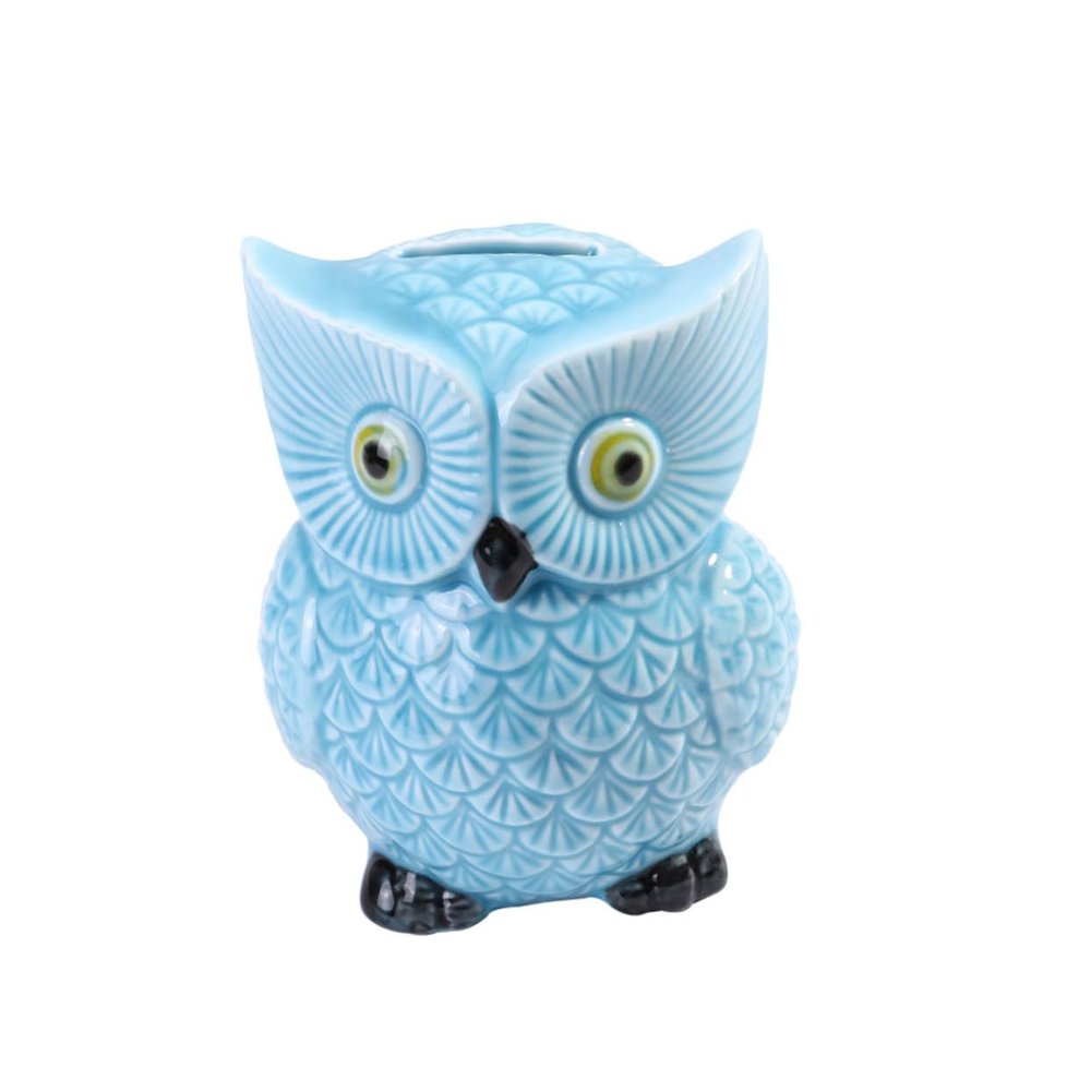 Abaodam 1pc Ceramic Owl Piggy Bank Stylish Bank Box Coins Saving Box Owl Decor for Boys and Girls Color