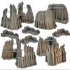 Robotic Tomb World Terrain for Tabletop Gaming. Corner ruins, Competitive Layouts, Comes assembled and ready to paint. Scaled for 28mm models. From the Unearth Eternity terrain series. (Full Table) view 1
