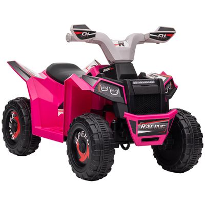 Aosom Kids ATV Quad Car, 6V Four-Wheeler Ride on Toy for Kids with Forward Backward Function, Wear-Resistant Wheels for Toddlers Ages 18-36 Months, Pink