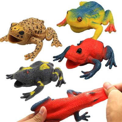 6 Pcs 4.5 Inch Frog Toys, Super Stretches Assorted Rubber Frog Sets with Material TPR,Realistic Frog Figure Toys for Boy Kids Bathtub Bath Time Toy, Decor for Your Animal Party, Birthdays Gift Choice