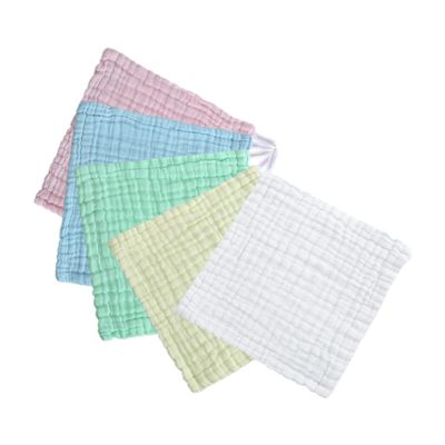 BESTonZON 5pcs Soft Cotton Washcloths for Boy Girl Absorbent Boy Girl Face Towels White Yellow Pink Green and Sky Blue Gentle Delicate Skin Bathing and Daily Use