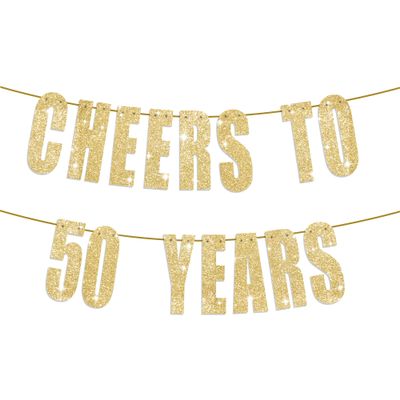 FTWMEME 50th Birthday Decorations - Cheers to 50 Years, 50th Anniversary Banner, Elegant Party Decorations
