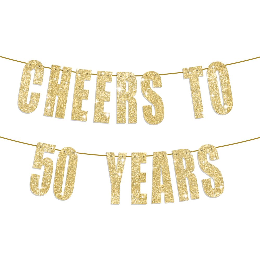 FTWMEME 50th Birthday Decorations - Cheers to 50 Years, 50th Anniversary Banner, Elegant Party Decorations