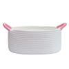 Yimi's Dream Baskets for Gifts Empty, Small Storage Baskets for Shelf, Decorative White Woven Baskets with Pink Handle for Mom, Nursery, Baby Shower, Christmas(Oval, 12"x 8"x 5") view 1