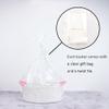 Yimi's Dream Baskets for Gifts Empty, Small Storage Baskets for Shelf, Decorative White Woven Baskets with Pink Handle for Mom, Nursery, Baby Shower, Christmas(Oval, 12"x 8"x 5") view 2