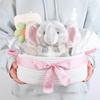 Yimi's Dream Baskets for Gifts Empty, Small Storage Baskets for Shelf, Decorative White Woven Baskets with Pink Handle for Mom, Nursery, Baby Shower, Christmas(Oval, 12"x 8"x 5") view 4