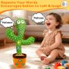 Hunfur (Updated Volume Adjustment) Dancing Mimicking Talking Cactus Toy,Funny Gift for Toddler 1 2 3 Year Old Boy Girl,Singing Record Repeat What You Say Light Up Baby Infant Toys 6-12 12-18 Months view 2