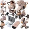 2 in 1 Baby Stroller, Convertible Pram, Reversible Standard Stroller, Portable Baby Buggy, Infant Carriage, Foldable High Landscape Pushchair for Toddler Newborn (225 Khaki) view 1