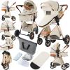 2 in 1 Baby Stroller, Convertible Pram, Reversible Standard Stroller, Portable Baby Buggy, Infant Carriage, Foldable High Landscape Pushchair for Toddler Newborn (225 Creamy White) view 1