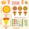 Qyeahkj 30 Pcs Pizza Craft Kits for Kids Make A Pizza Stickers Paper Card Make Your Own Pizza DIY Gifts Activity Back to School Sticker Craft Bulk First Day of School Classroom Games view 2