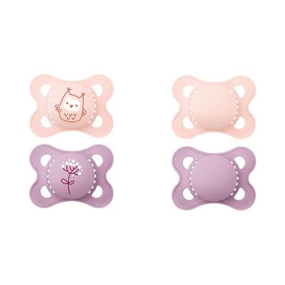 MAM Original Matte Baby Pacifier, Sterilizer Case, Girl, 0-6 Months (2-Pack) & Original Matte Baby Pacifier, Sterilizer Case, Girl, 0-6 Months (2-Pack)
