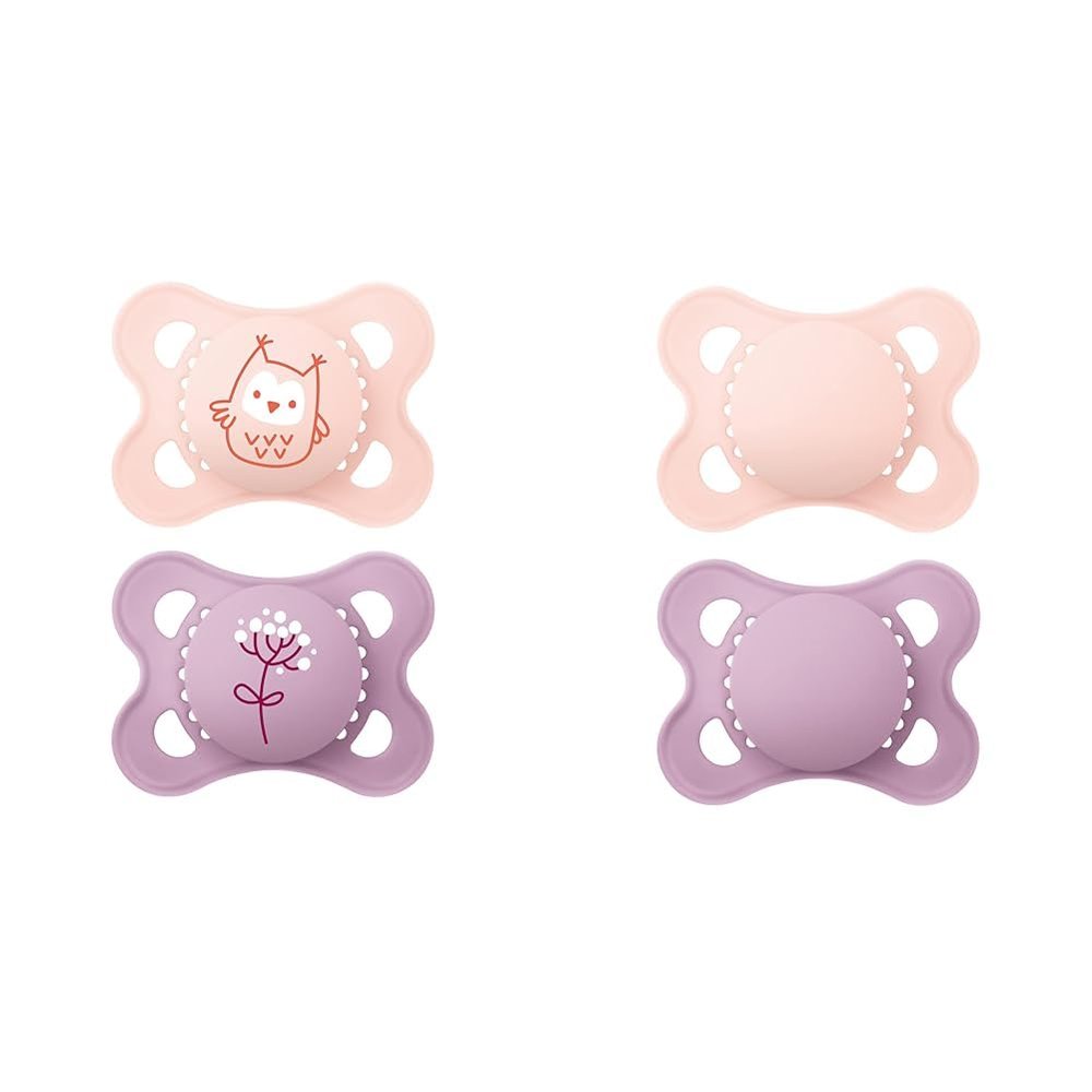 MAM Original Matte Baby Pacifier, Sterilizer Case, Girl, 0-6 Months (2-Pack) & Original Matte Baby Pacifier, Sterilizer Case, Girl, 0-6 Months (2-Pack)