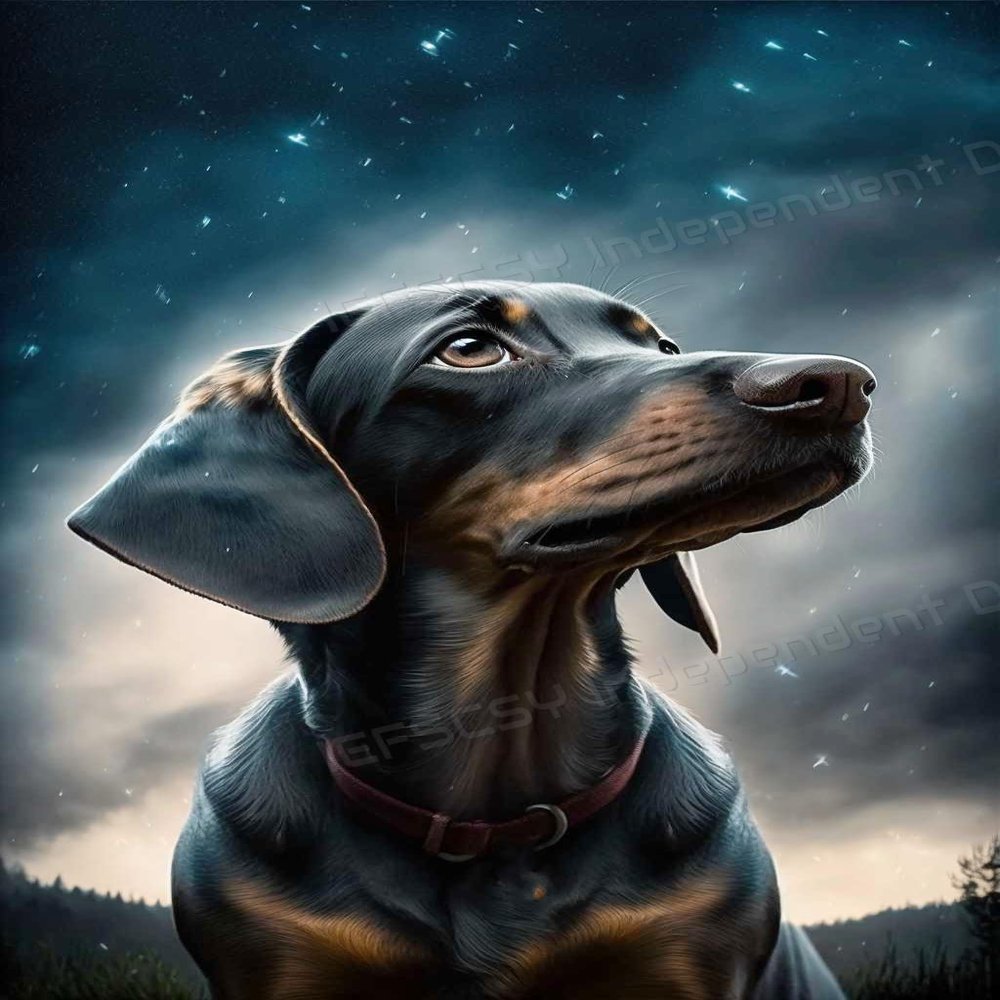 1000 Piece Puzzles Dachshund Looking Up at The Stars Home Decor & Valentines Day Decorations - More Difficult Challenge Puzzles (Wooden Puzzles Includes Beautiful Gift Box) for All Adult Beginners