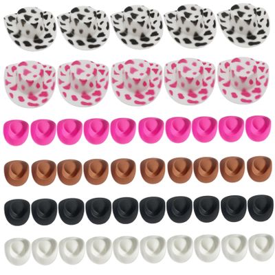 50PCS Mini Cowboy Hats Plastic Tiny Cowboy Hat Cute Mini Cowboy Hats for Crafts Western Mini Hats for Crafts Party Dollhouse Decoration (Multi Color)