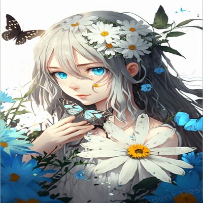 1000 Piece Puzzles Blue Eyes Beautiful Flower Fairy Wooden Puzzles for Adults,Take Time to Get a Sense of Accomplishment - for Unique Room Decor & Collectibles 29.6 X 19.7 inch