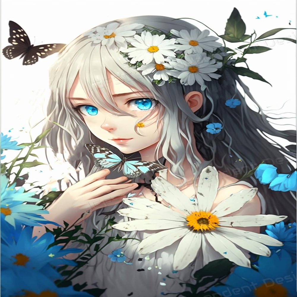 1000 Piece Puzzles Blue Eyes Beautiful Flower Fairy Wooden Puzzles for Adults,Take Time to Get a Sense of Accomplishment - for Unique Room Decor & Collectibles 29.6 X 19.7 inch