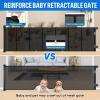 34X120 Extra Wide Safety Retractable Baby Gate, Extra Wide Safety Kids or Pets Gate, 34 Tall, Extends to 120 Extra Wide, Built-in Reinforce Strip Mesh Safety Dog Gate for Stairs (34X120, Black) view 3