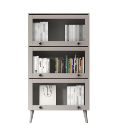 EKDJSN Glass Door Display Cabinet, Sliding Door Design Showcase, 4 Colors to Choose from, Display Case with 15 Cm High Cabinet Legs (Color : Gray, Size : 31.4x11.8x52.6in)